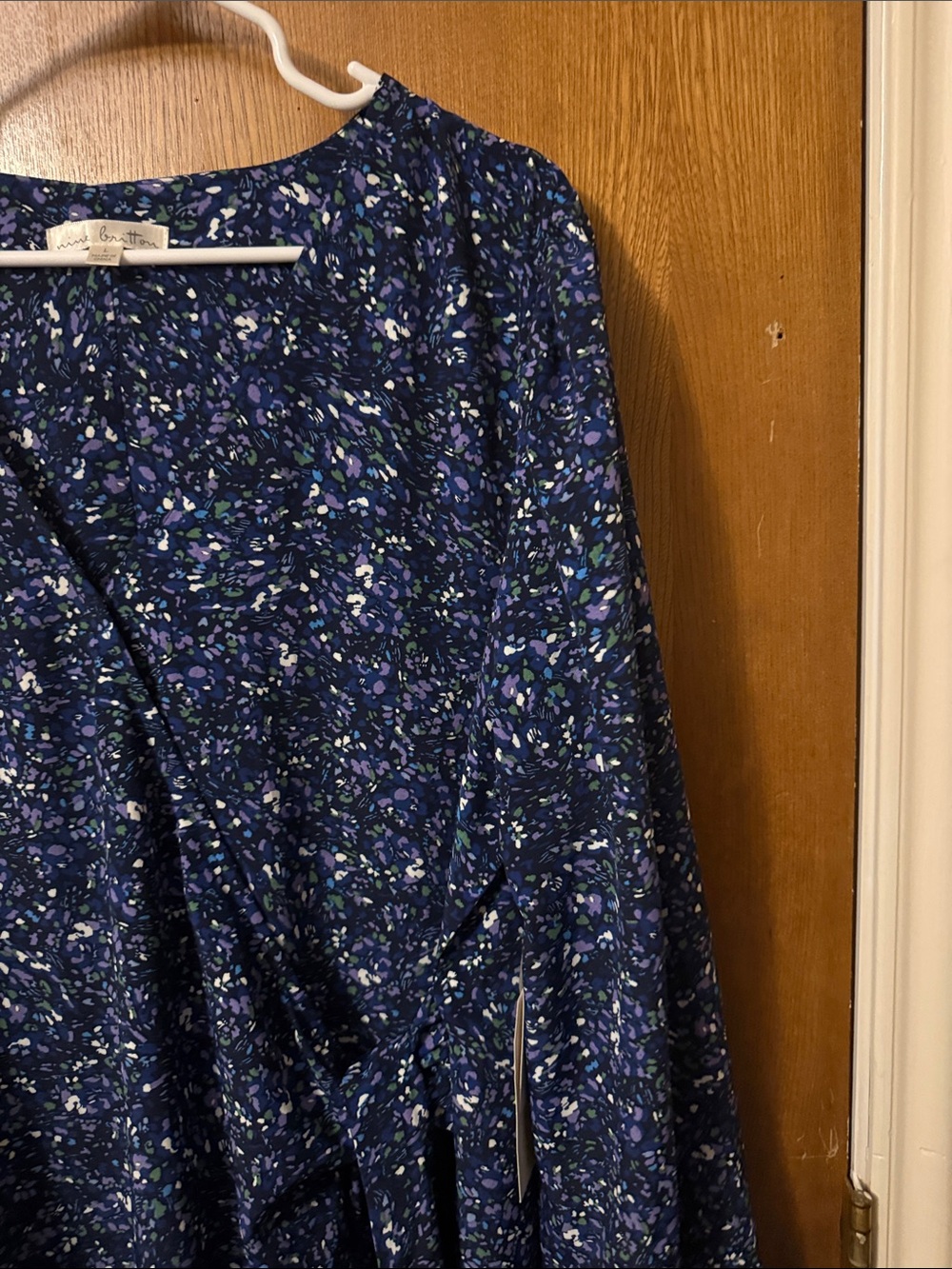 New nine britton Navy Floral Wrap Mini Dress - Picture 6 of 8